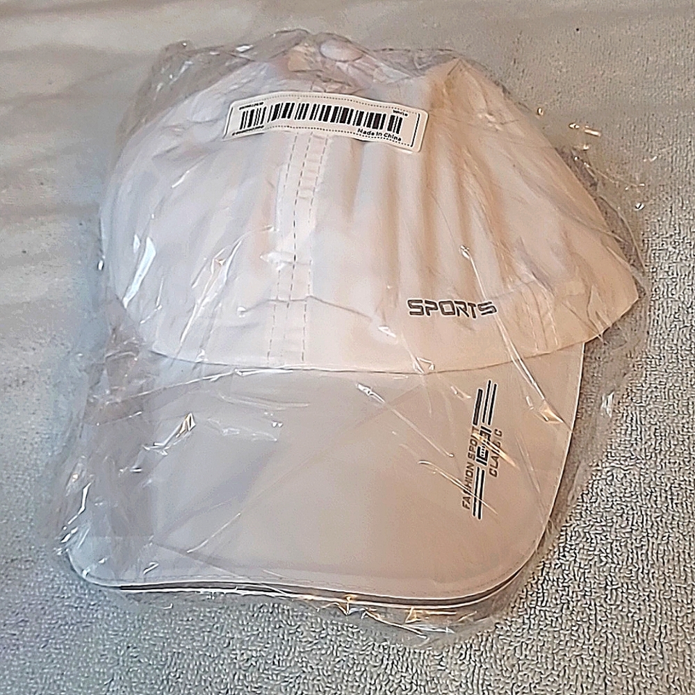 White Sporty Baseball Cap. Strap Design to Fit All Humans! 😊